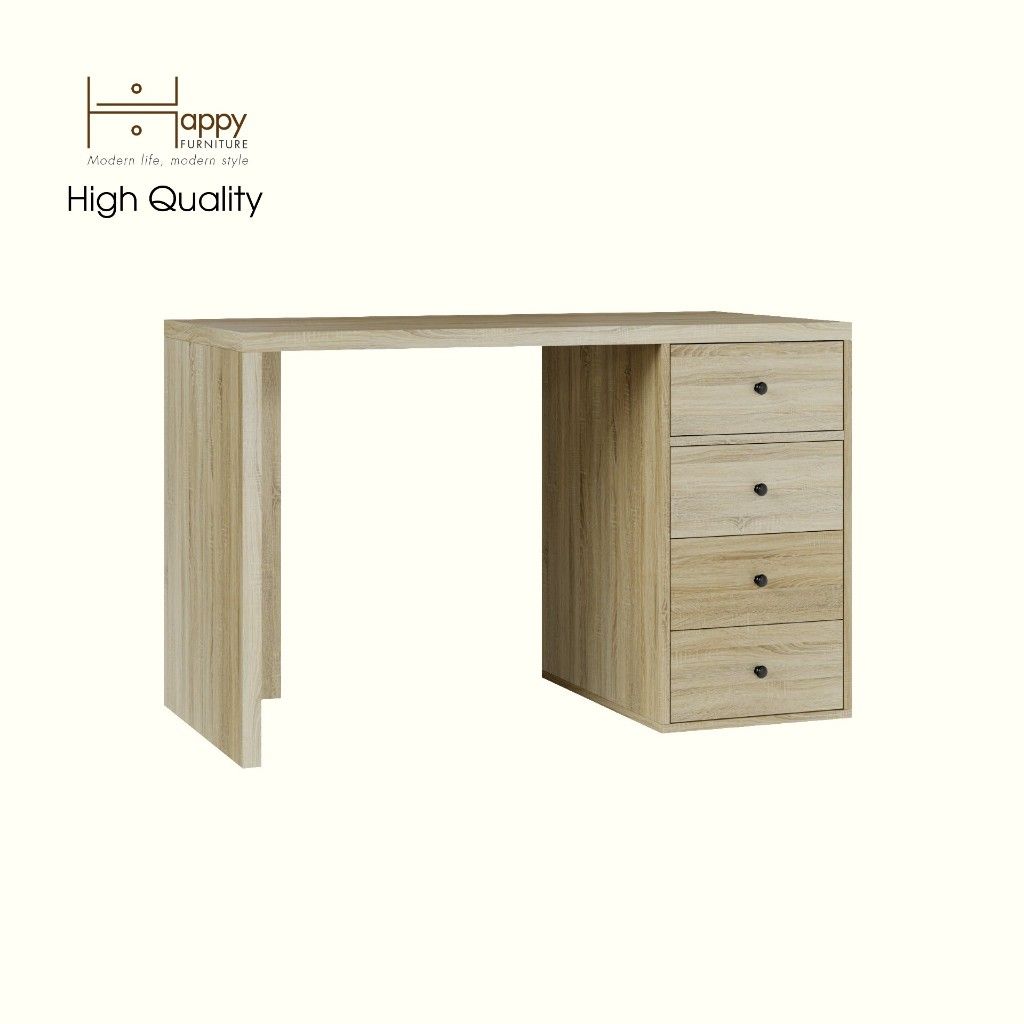 HAPPY FURNITURE , ZACY - Bàn làm việc 4 ngăn kéo, BAN_121 , 120cm x 55cm x 75cm DxRxC, Sản phẩm phổ thông
