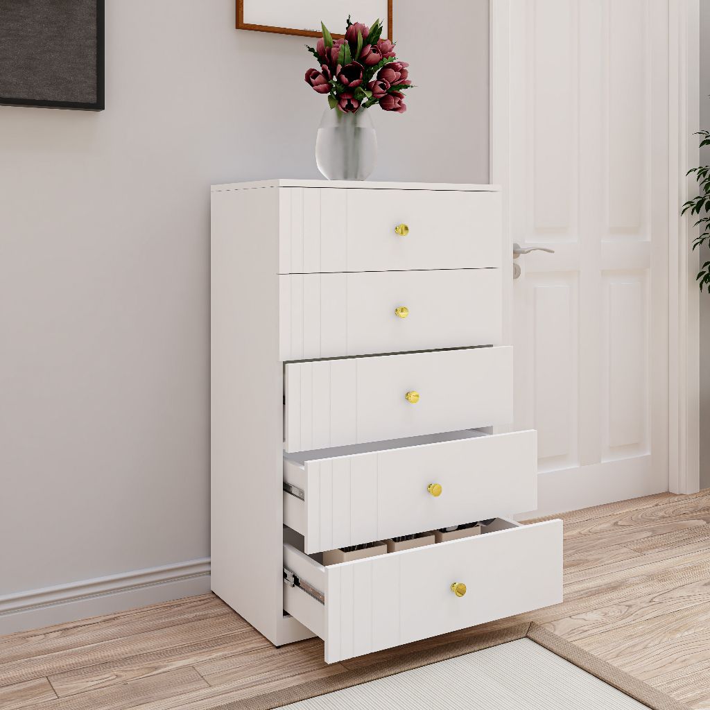 HAPPY FURNITURE , Tủ lưu trữ 5 ngăn kéo - JOVIE , THK_151 , 65cm x 45cm x 110cm