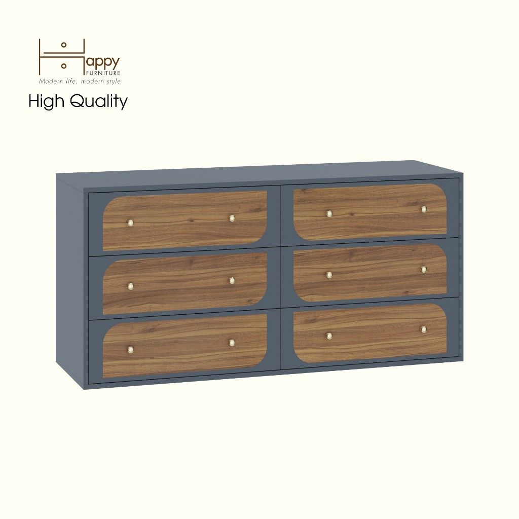 HAPPY FURNITURE , Tủ đựng đồ 6 ngăn kéo - BANA , THK_123 , 140cm x 45cm x 68cm
