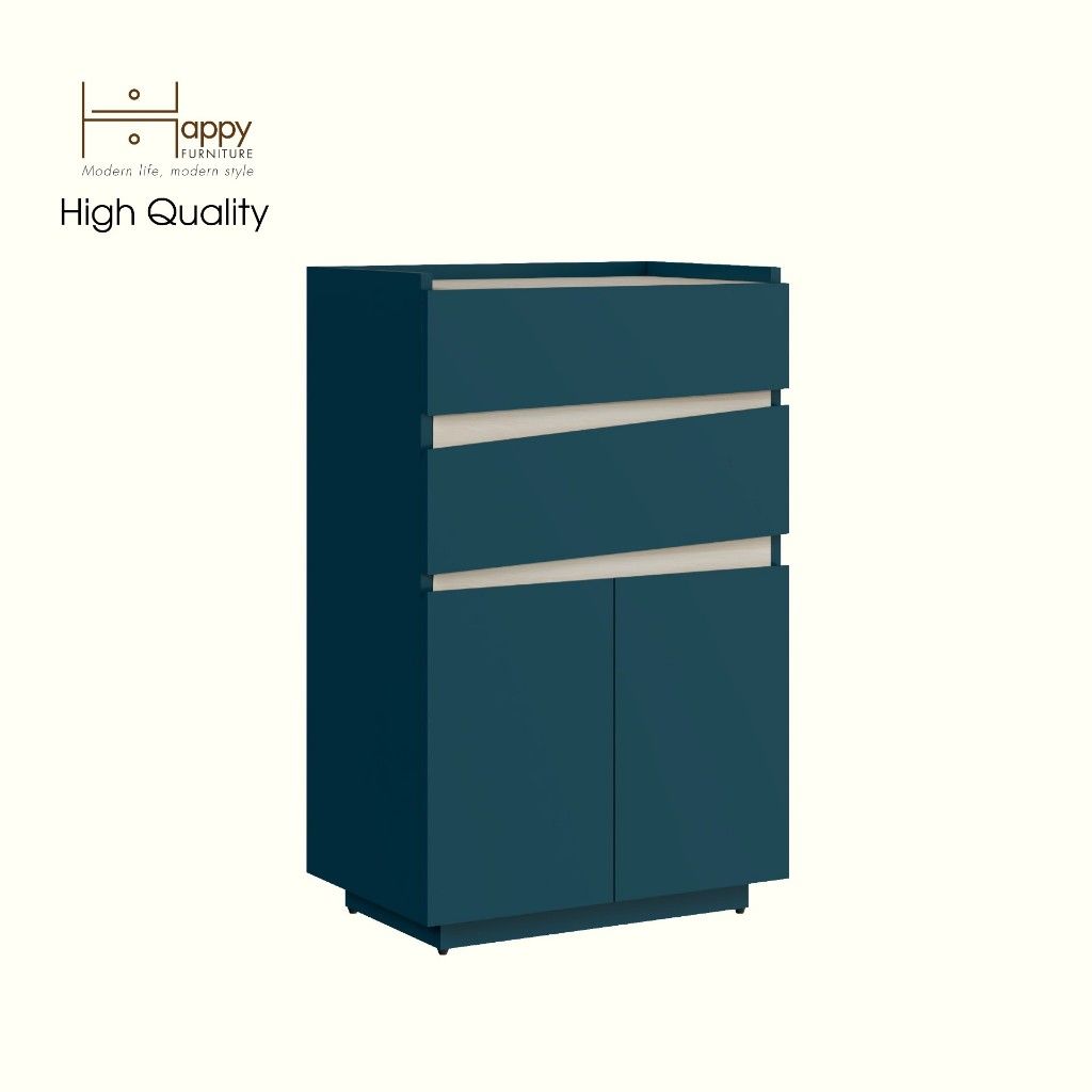 HAPPY FURNITURE , Tủ đựng đồ 2 ngăn kéo 2 cửa mở -VIGGO , THK_163 , 52cm x 32cm x 82cm