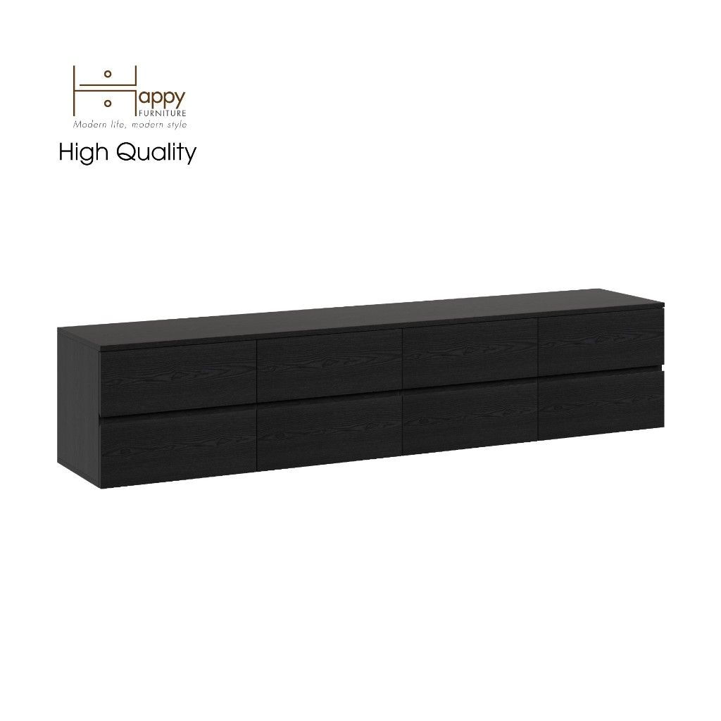 HAPPY FURNITURE , Kệ TV 8 ngăn kéo treo tường - OLA , KTV_024 , 200cm x 40cm x 42cm