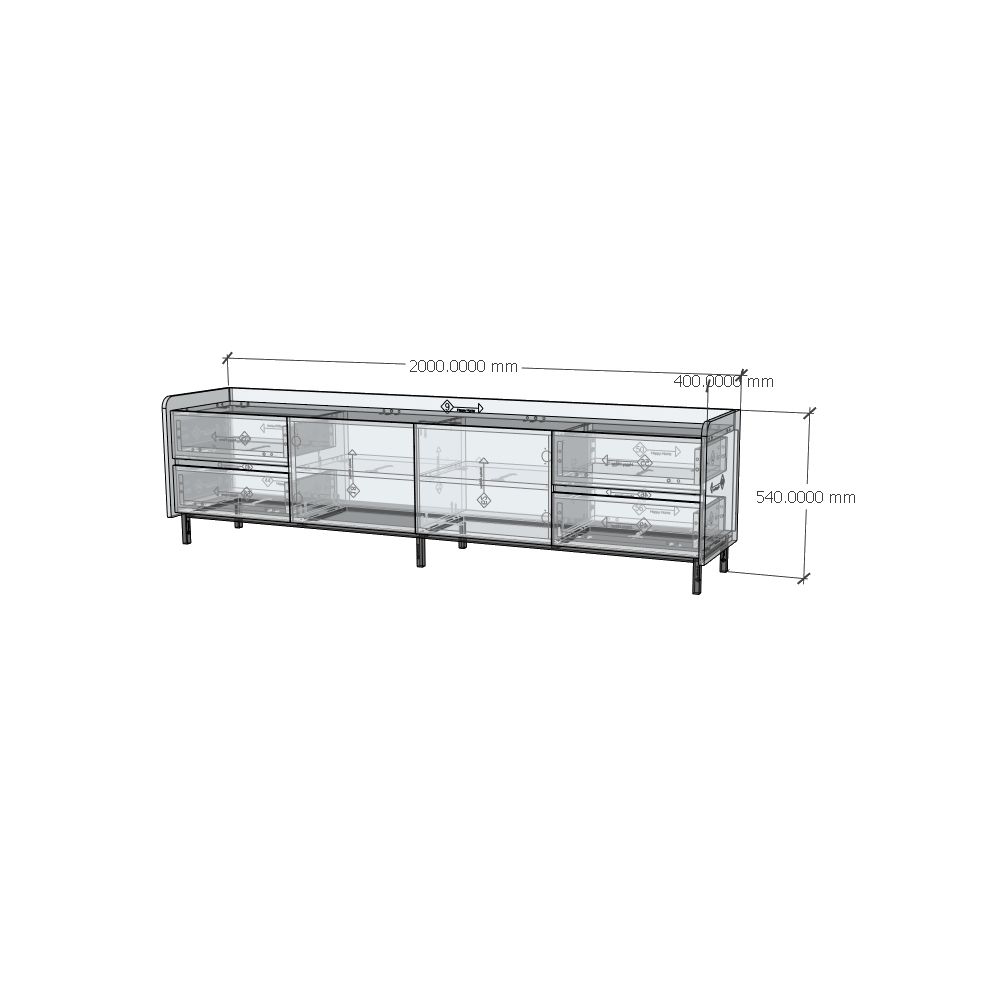 HAPPY FURNITURE , Kệ TV 2 cánh mở 4 ngăn kéo chân sắt - LAVIA , KTV_044 , 200cm x 40cm x 54cm