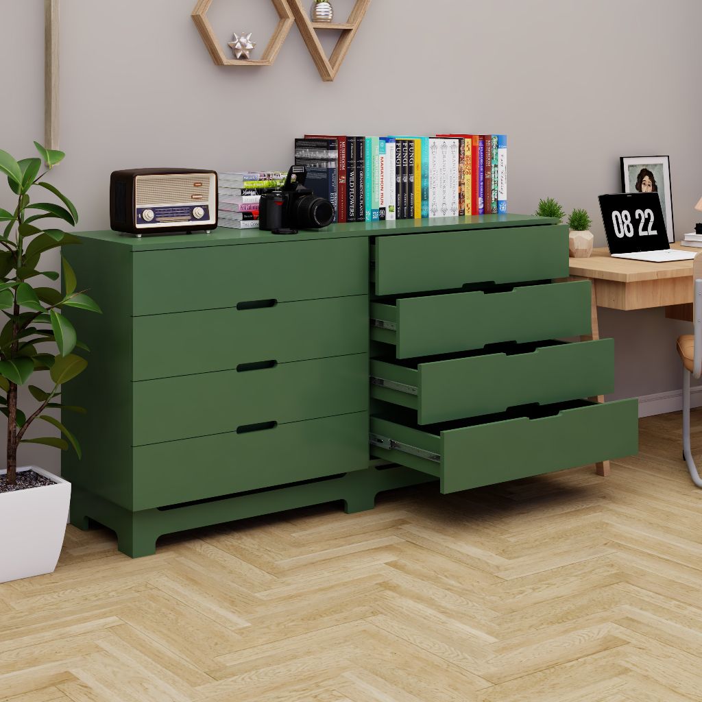 HAPPY FURNITURE , Tủ lưu trữ 8 ngăn kéo - MOLLY , THK_109 , 160cm x 45cm x 86cm