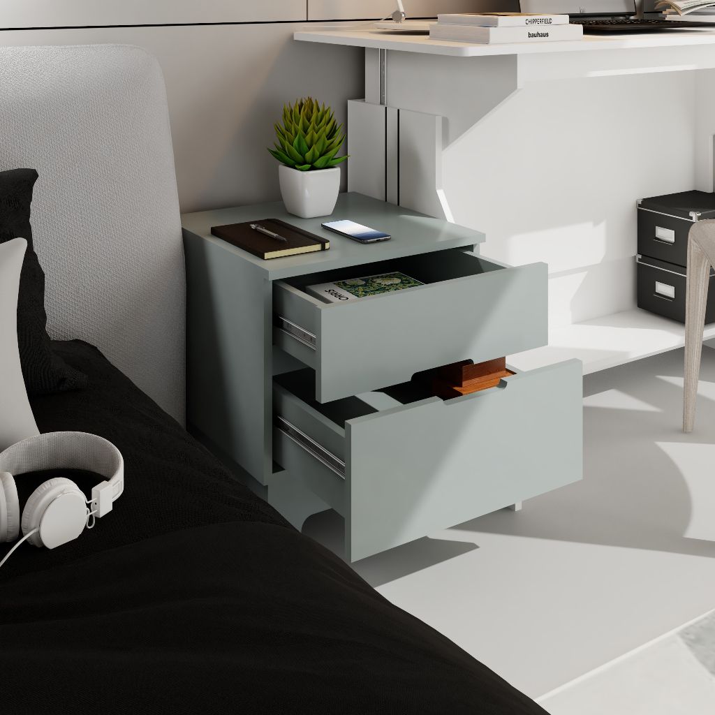 HAPPY FURNITURE , Táp đầu giường 2 ngăn kéo - LILY , THK_108 , 50cm x 45cm x 52cm