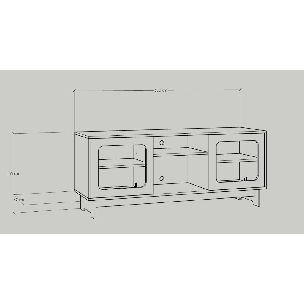 HAPPY FURNITURE , Kệ TV 2 cửa mở - MEYDAN , KTV_014 , 160cm x 42cm x 65cm