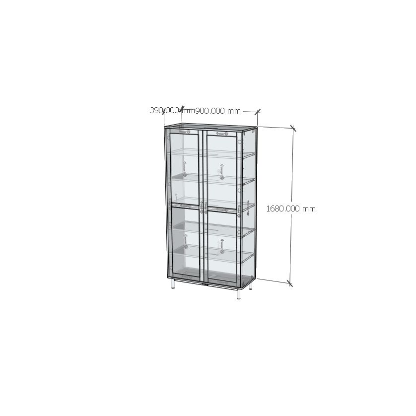 HAPPY FURNITURE , Kệ sách 6 tầng 2 cửa mở chân sắt - CATY , KSA_056 , 90cm x 39cm x 180cm