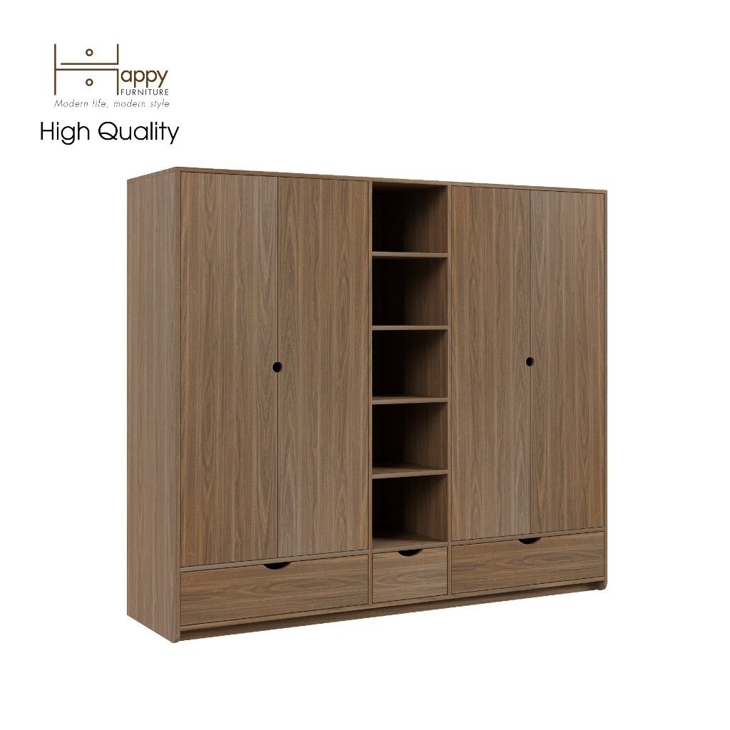 HAPPY FURNITURE , Tủ quần áo 4 cửa mở - CIRCLE , TCM_073 , 200cm x 56cm x 176cm