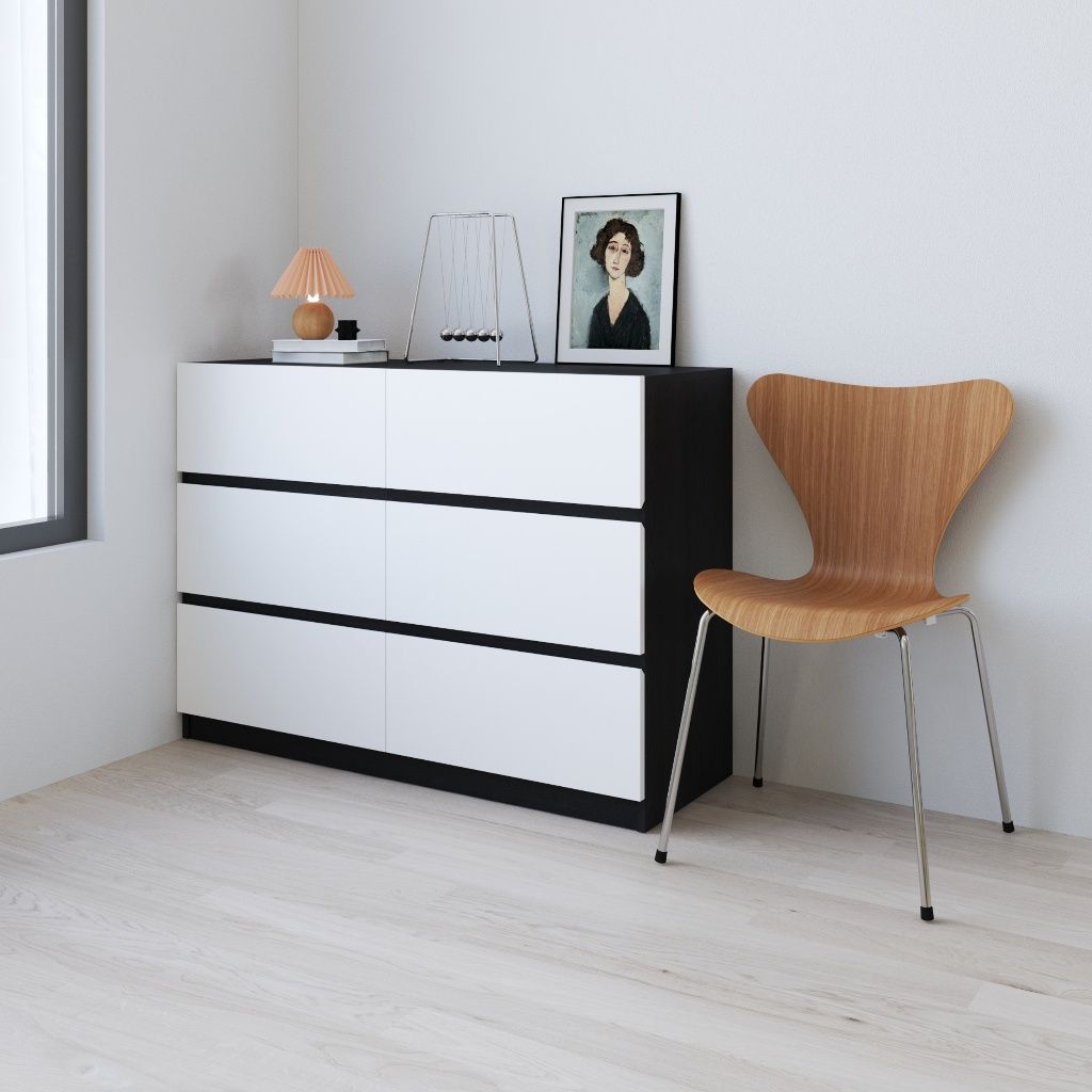 HAPPY FURNITURE , Tủ lưu trữ 6 ngăn kéo - KALA, THK_291 ,110cm x 40cm x 80cm DxRxC