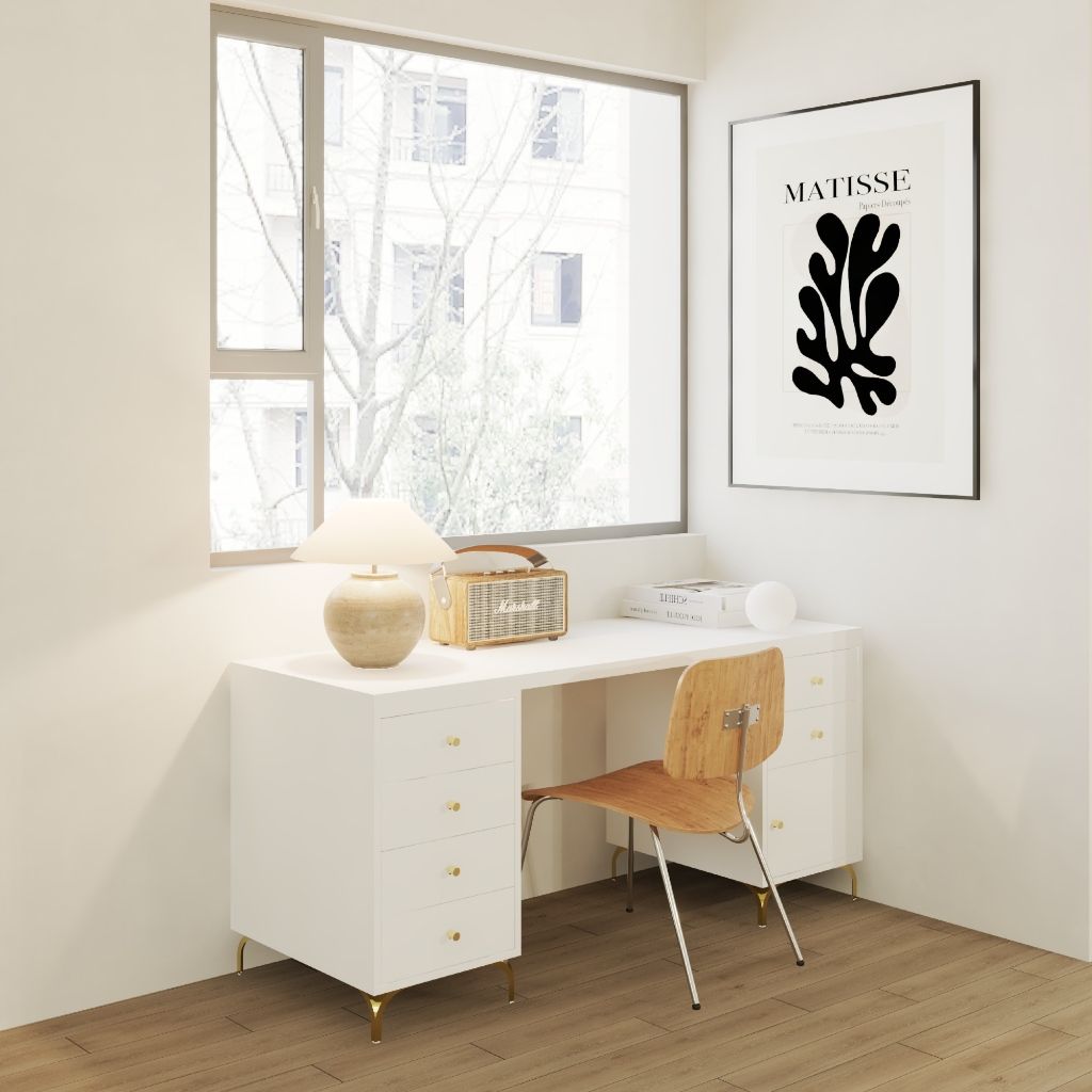 HAPPY FURNITURE ,Bàn làm việc 1 cửa mở 6 ngăn kéo - HAPPI, BAN_138 BAN_139 , 59cm x 75cm RxC