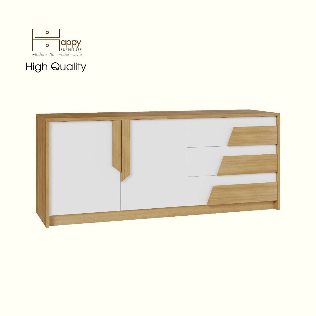 HAPPY FURNITURE , Kệ TV 3 ngăn kéo - PONIX , KTV_027 , 140cm x 40cm x 58cm