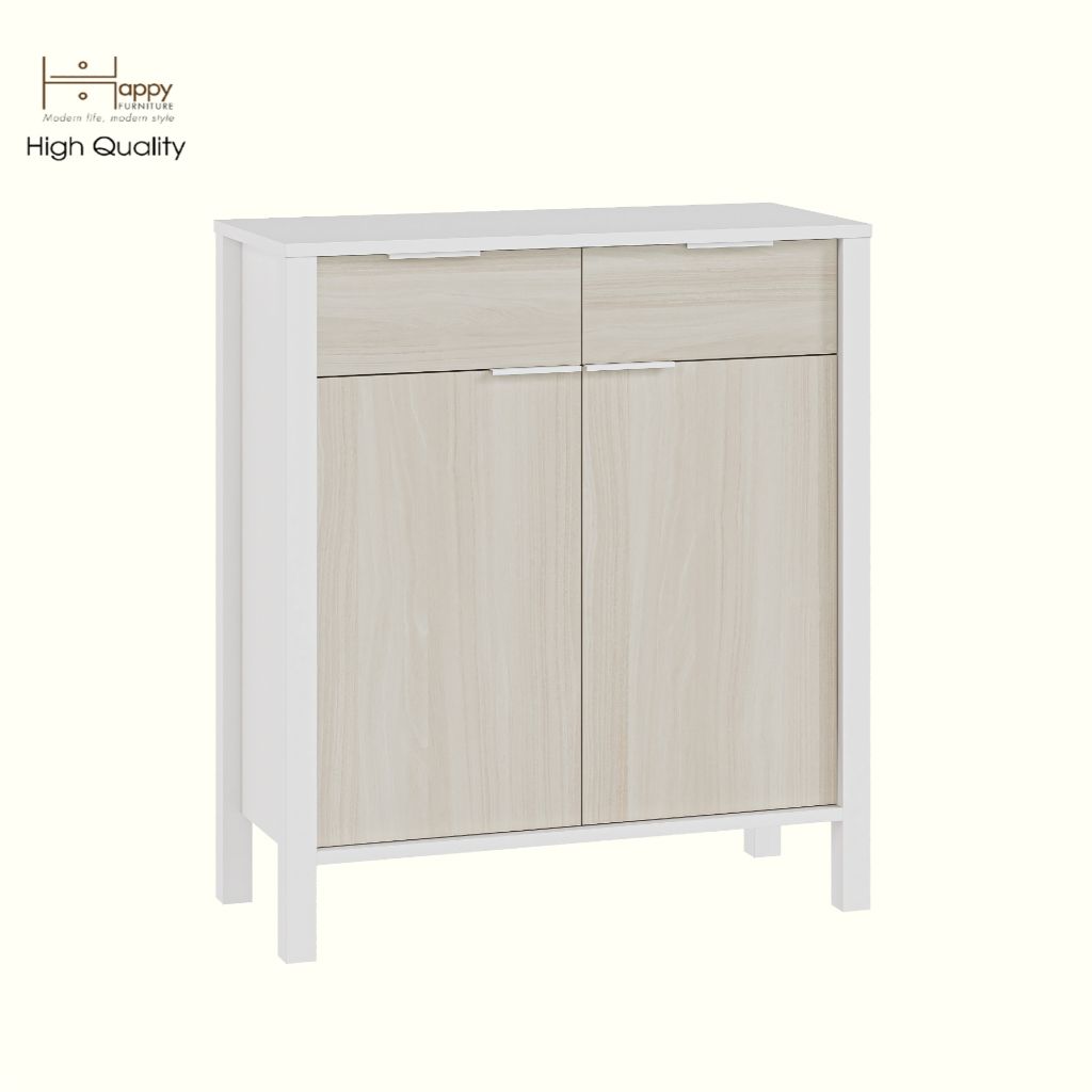 HAPPY FURNITURE , Tủ lưu trữ 2 ngăn kéo 2 cửa mở - MOKA, TCM_221 , 80cm x 35cm x 90cm DxRxC