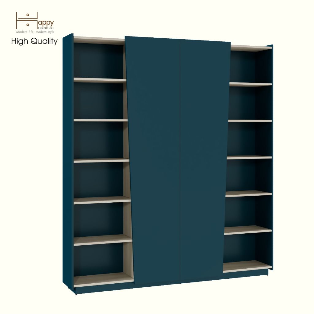 HAPPY FURNITURE , Kệ sách 2 cửa mở - VIGGO , KSA_050 , 180cm x 28cm x 200cm