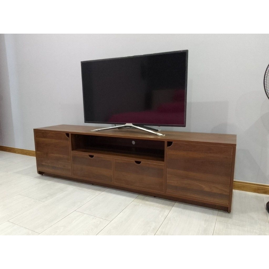 HAPPY FURNITURE , Kệ TIVI 2 cánh mở 2 ngăn kéo - CIRCLE , KTV_018 , 200cm x 40cm x 48cm