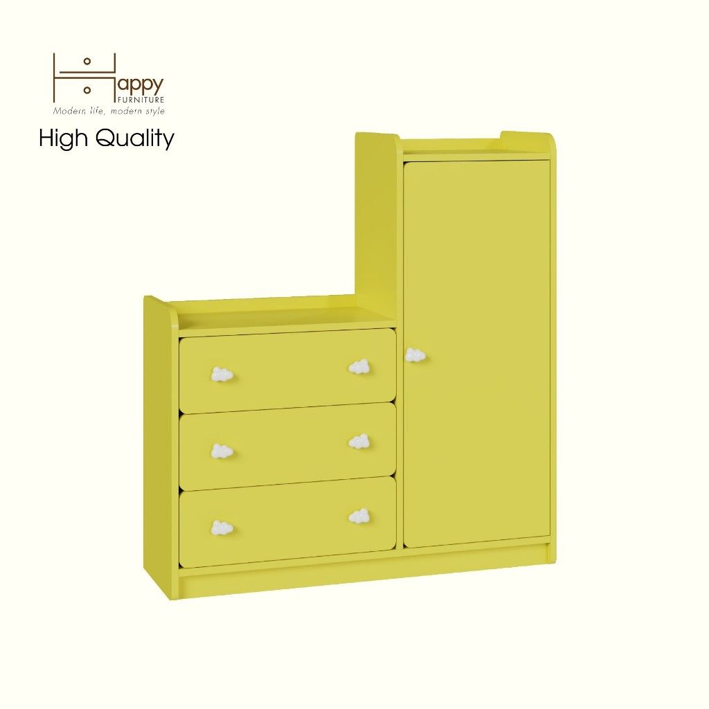 HAPPY FURNITURE , Tủ lưu trữ 3 ngăn kéo cho trẻ em - KID , THK_166 , 100cm x 32cm x 110cm