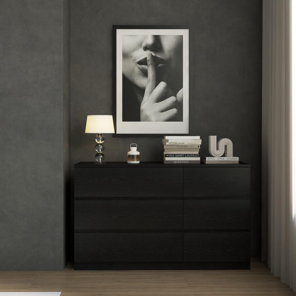 HAPPY FURNITURE , Tủ lưu trữ 6 ngăn kéo - LILY , THK_090 , 120cm x 45cm x 72cm