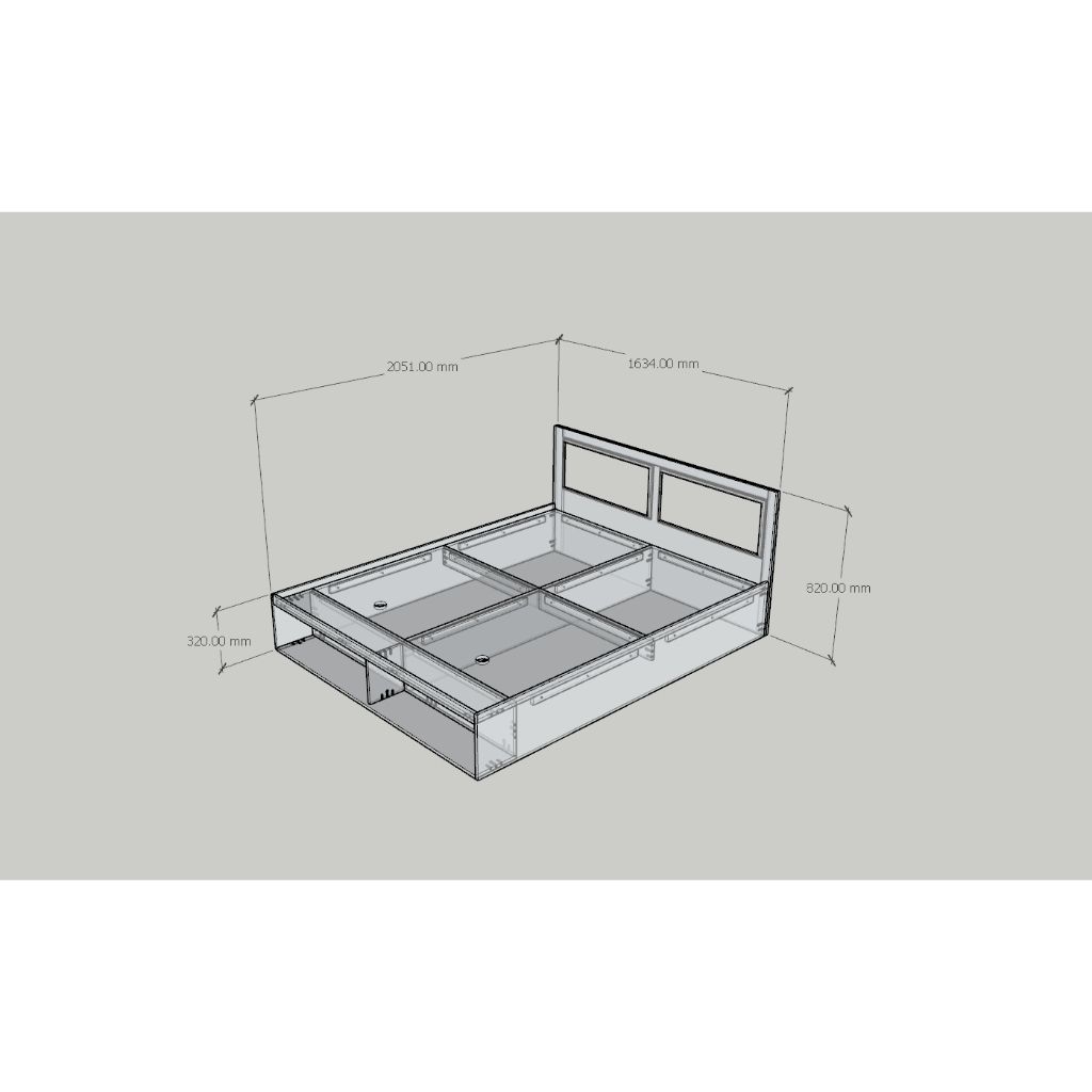 HAPPY FURNITURE , Giường ngủ 2 ngăn đựng đồ - ROTAN , GNG_126 GNG_127 GNG_128 GNG_129 , 205cm x 32cm