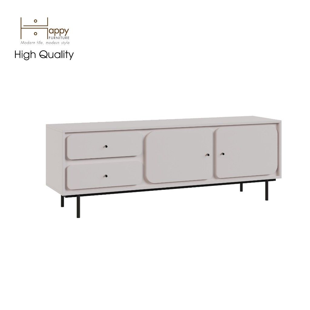 HAPPY FURNITURE , Tủ TV 2 cánh mở 2 ngăn kéo chân sắt - SWEETY , KTV_016 , 160cm x 40cm x 56cm