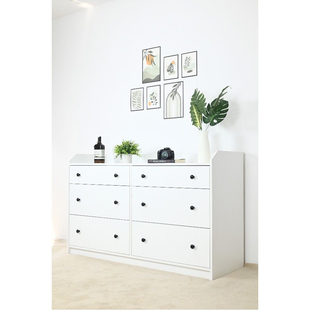 HAPPY FURNITURE , Tủ 3 tầng 6 ngăn kéo - CANA , THK_009 , 138cm x 46cm x 84cm