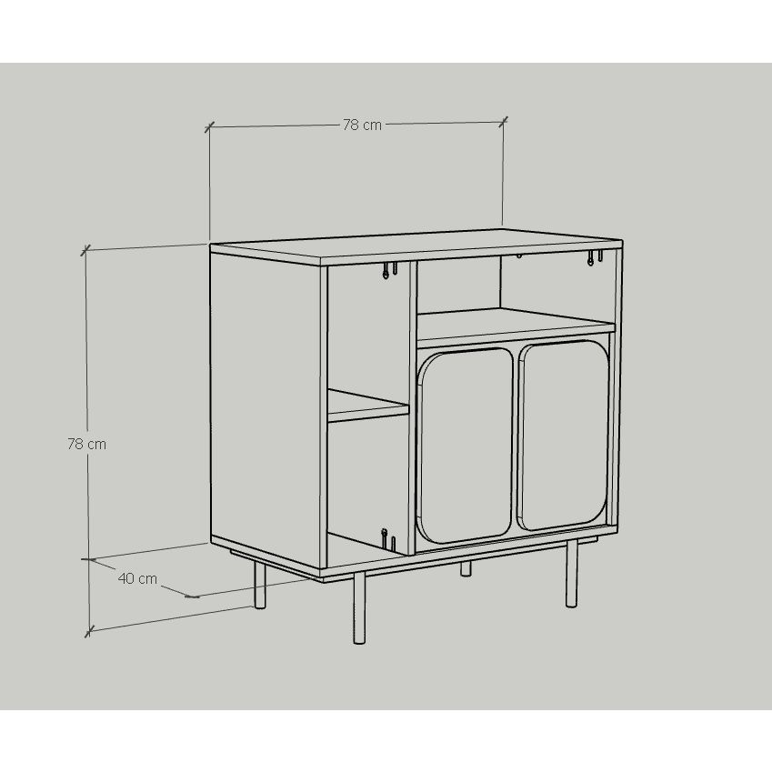 HAPPY FURNITURE , Tủ lưu trữ 2 cửa mở chân sắt - SWEETY , TCM_059 , 78cm x 40cm x 78cm