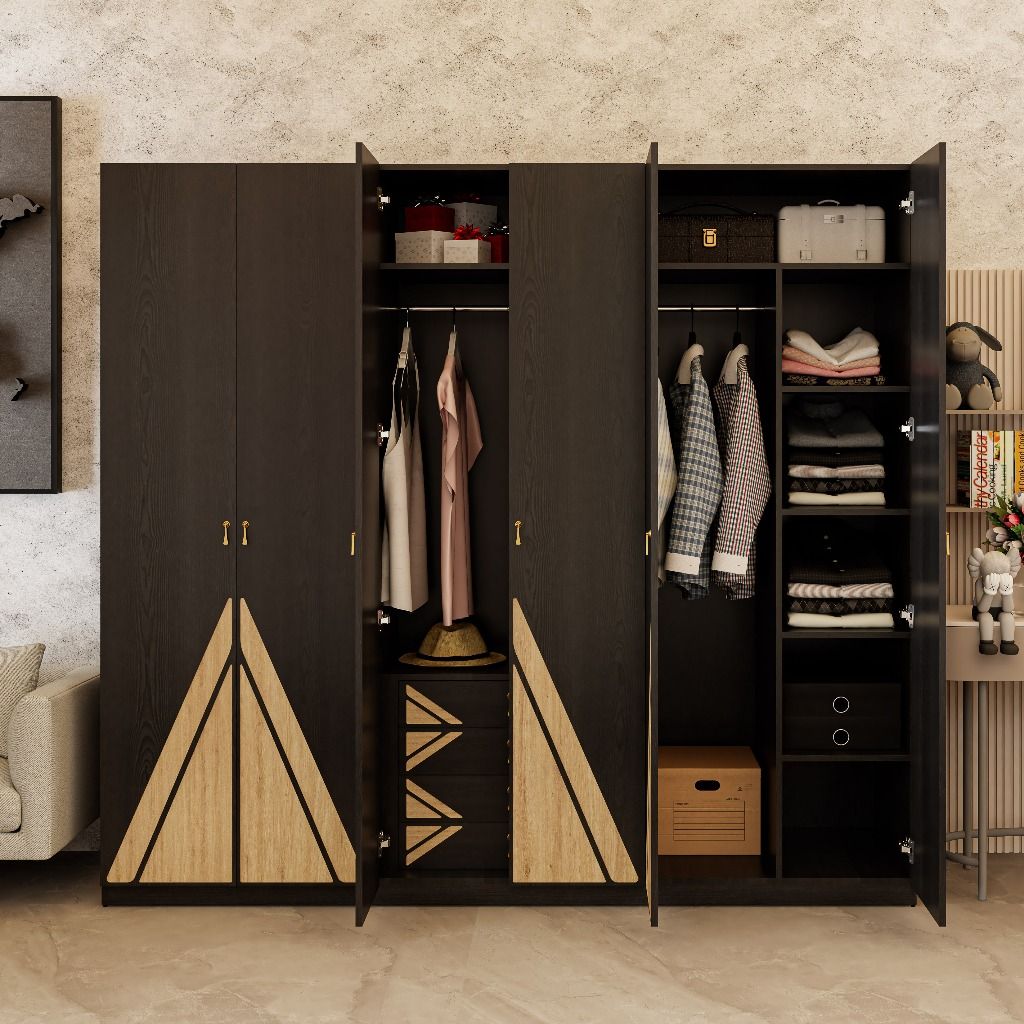 HAPPY FURNITURE , Tủ quần áo 6 cửa mở - CHARIS , TCM_122 , 220cm x 59cm x 200cm