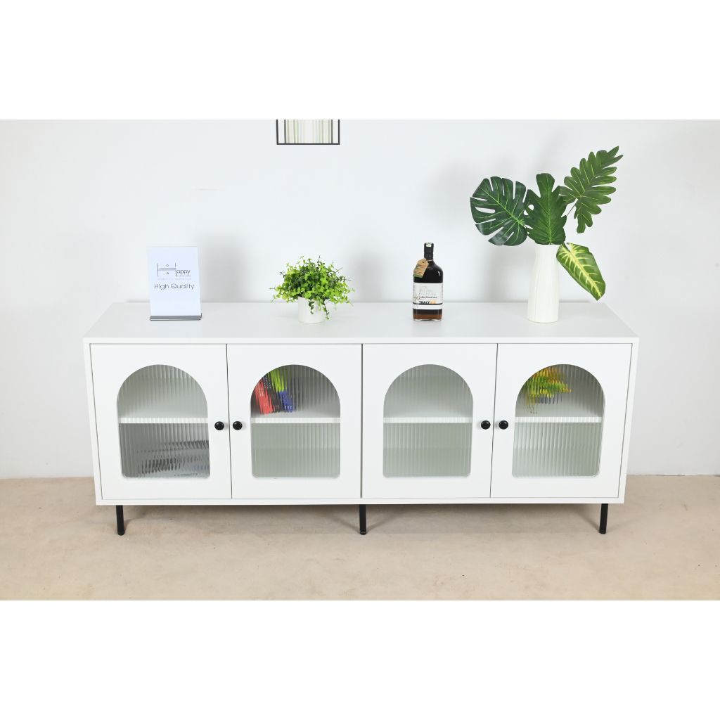 HAPPY FURNITURE , Kệ TV 4 cánh mở chân sắt - SISEEL , KTV_051 , 160cm x 40cm x 64cm