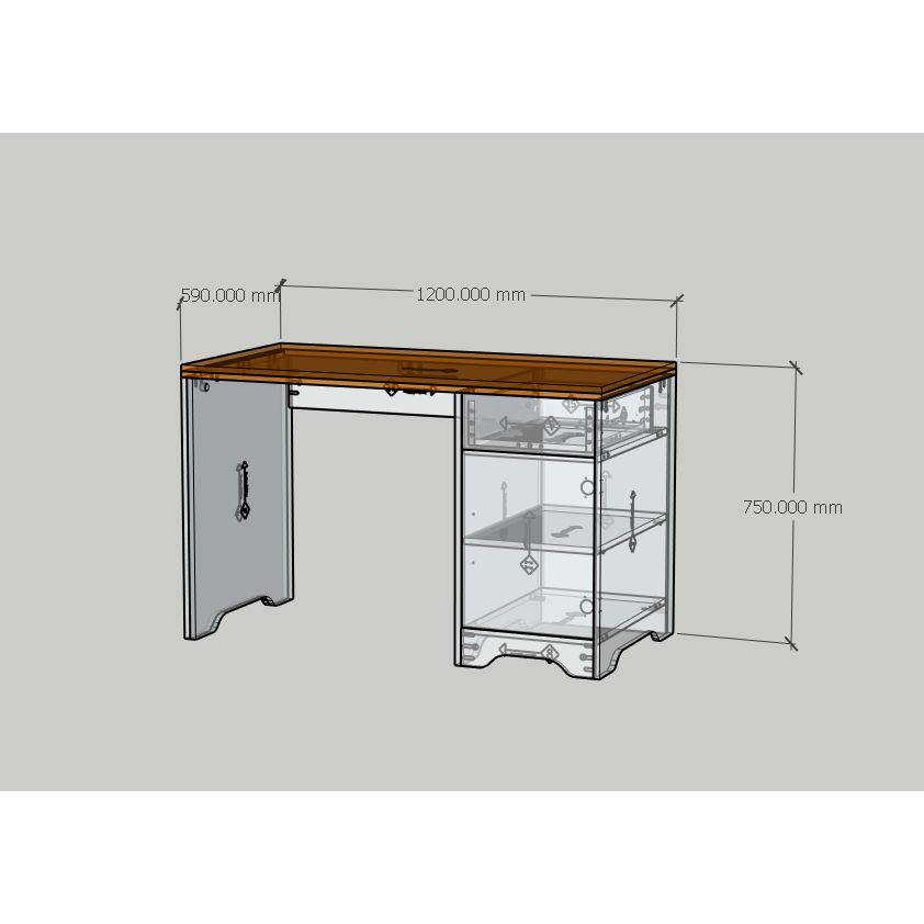 HAPPY FURNITURE , Bàn làm việc 1 ngăn kéo 1 cửa mở - SAFA , BAN_163 , 120cm x 59cm x 75cm DxRxC