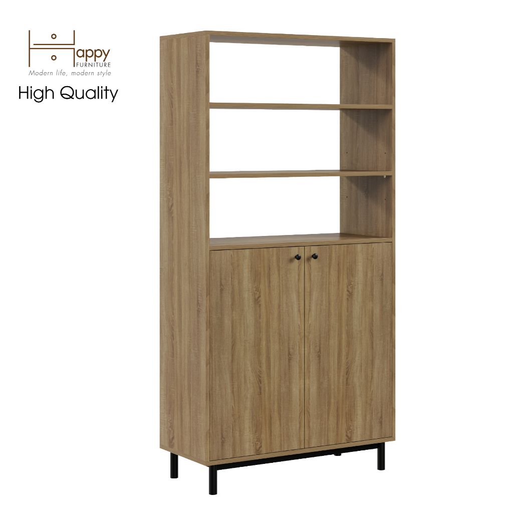 HAPPY FURNITURE , Kệ sách 6 tầng chân sắt - CATY , KSA_017 , 90cm x 40cm x 180cm