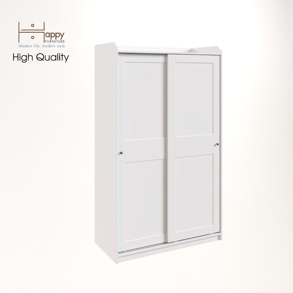 HAPPY FURNITURE , Tủ quần áo - 2 cánh cửa lùa - RUNI , TCL_002 , 118cm x 55cm x 199cm