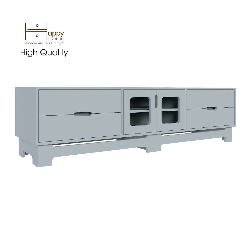 HAPPY FURNITURE , Kệ TV cửa kính - 4 ngăn kéo - MOLLY , KTV_026 , 200cm x 40cm x 50cm