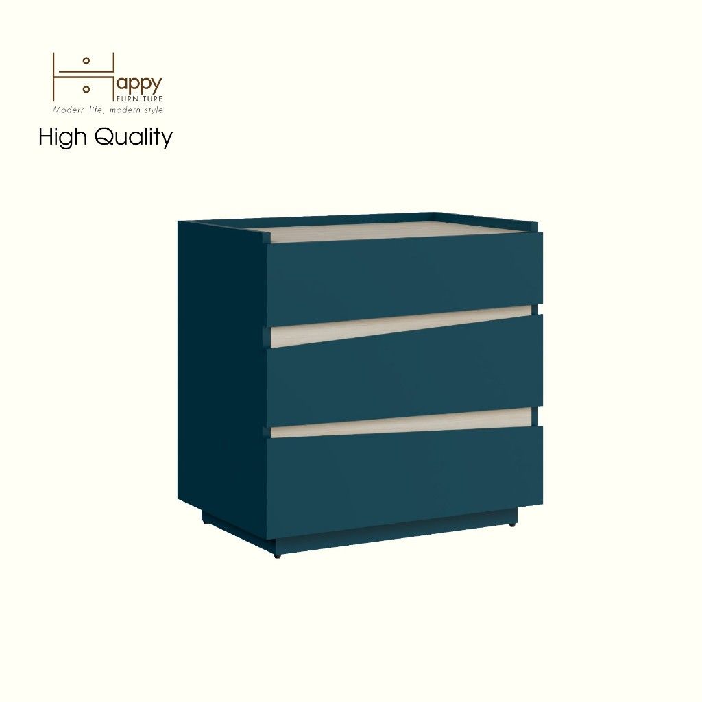HAPPY FURNITURE , Táp đầu giường 3 ngăn kéo - VIGGO , THK_158 , 62cm x 40cm x 61cm