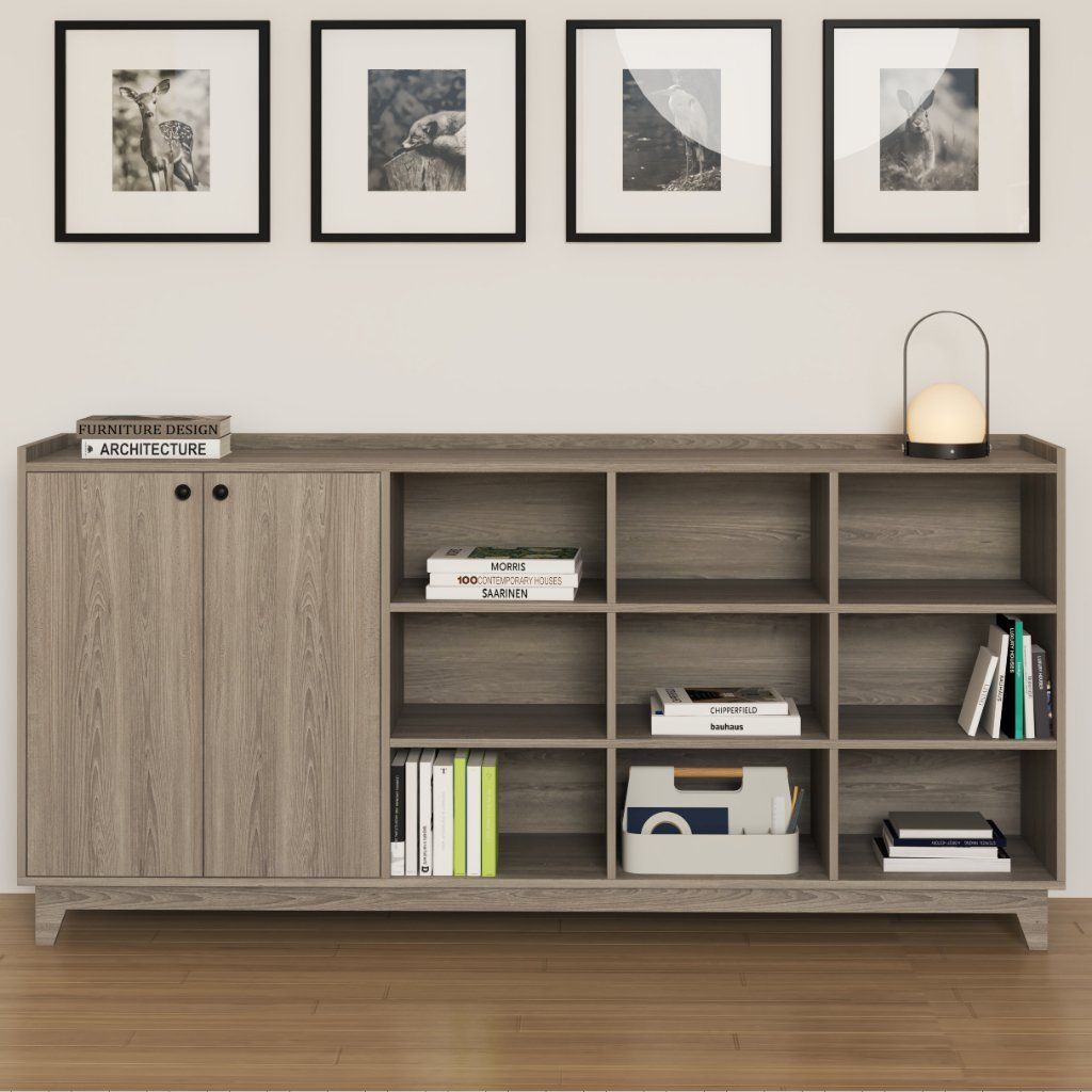 HAPPY FURNITURE , Tủ lưu trữ 2 cửa mở 9 ngăn - KINA , TCM_041 , 200cm x 40cm x 96cm