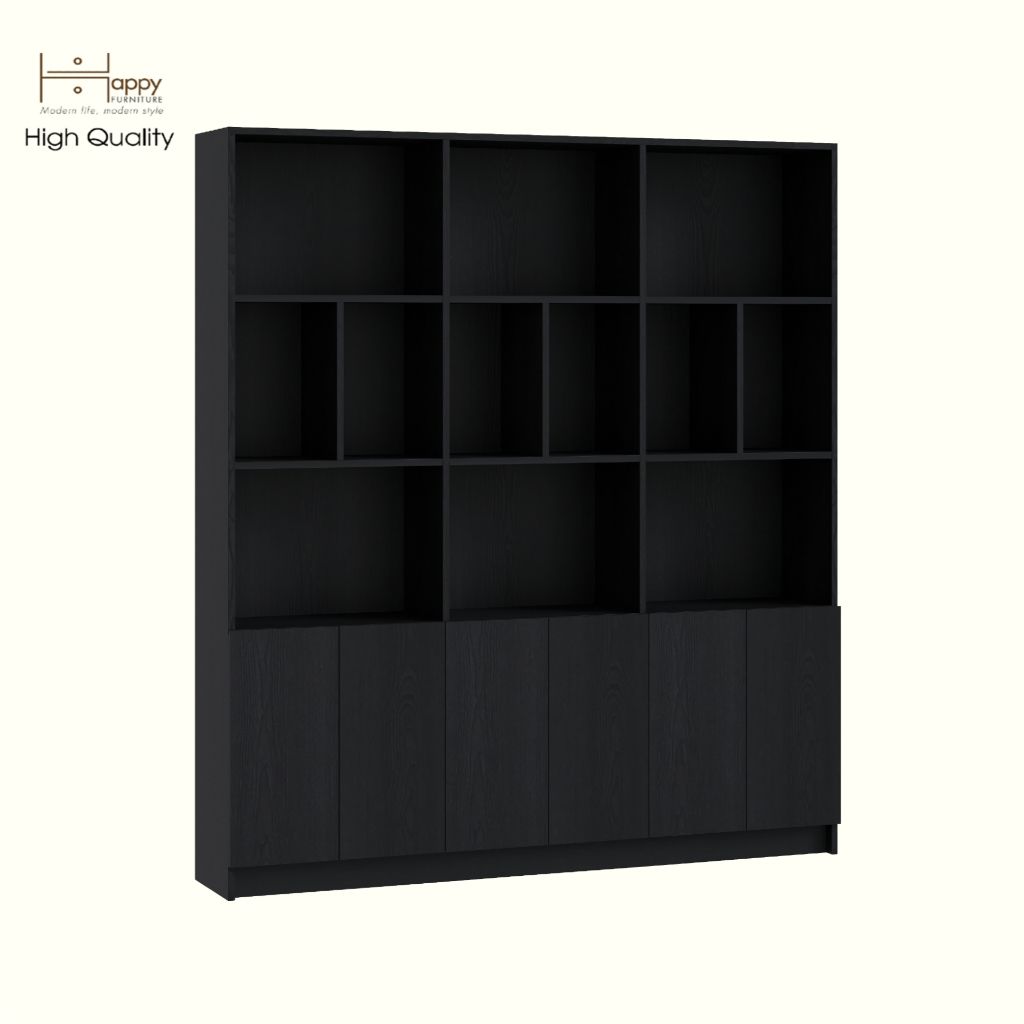 HAPPY FURNITURE , Kệ sách 6 cửa mở - CATY, KSA_084 , 160cm x 28cm x 180cm DxRxC