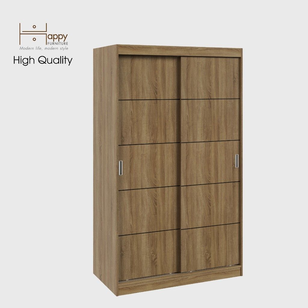 HAPPY FURNITURE , Tủ treo quần áo cửa lùa - RUNI , TCL_005 , 120cm x 60cm x 203cm