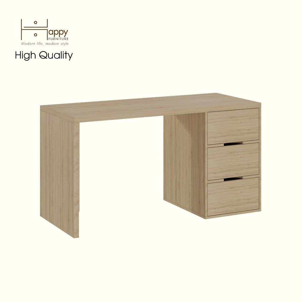 HAPPY FURNITURE ,Bàn làm việc 3 ngăn kéo - LAYLA , BAN_165 , 140cm x 59cm x 75cm DxRxC