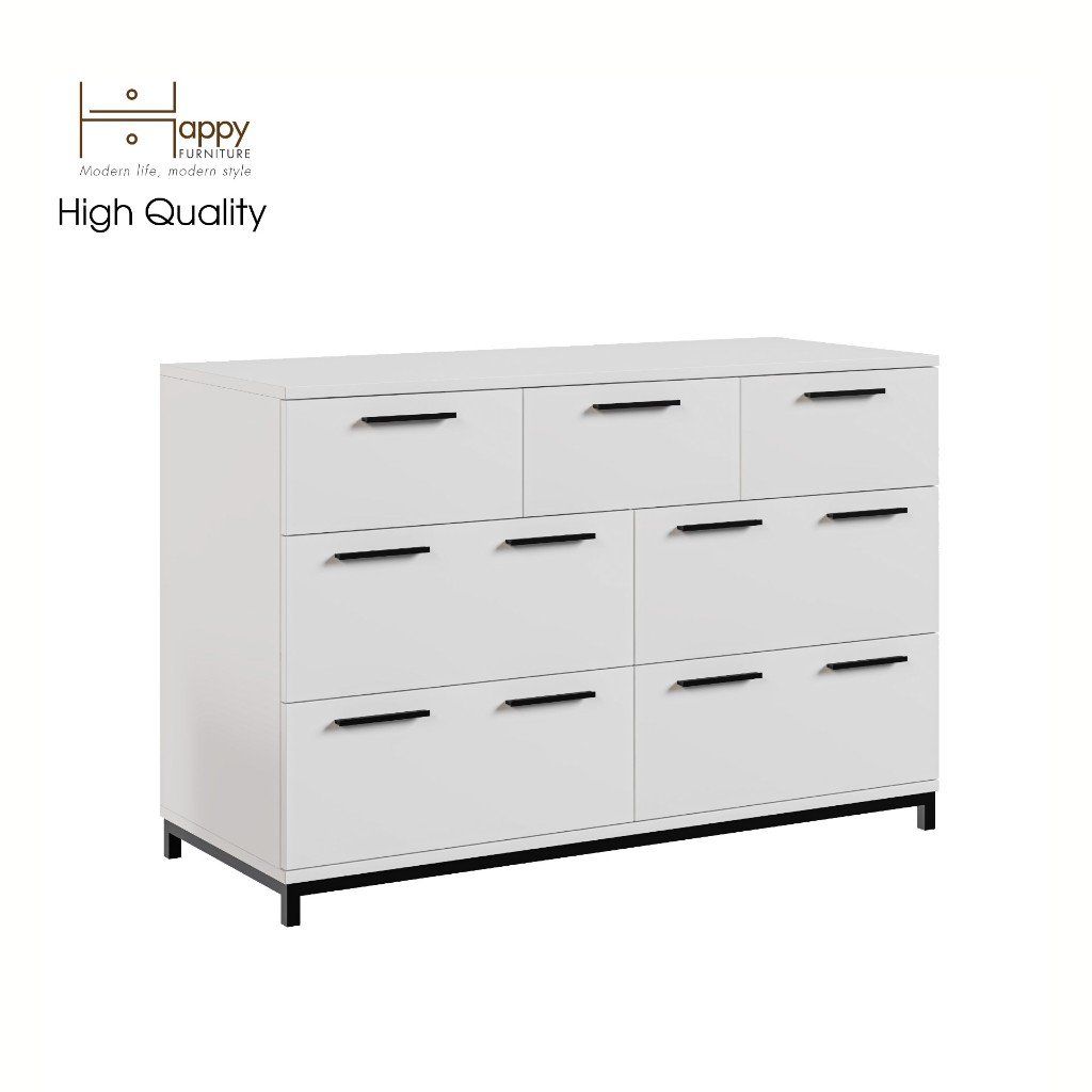 HAPPY FURNITURE , Tủ đựng đồ 7 ngăn kéo chân sắt - LOUIS , THK_061 , 112cm x 45cm x 74cm