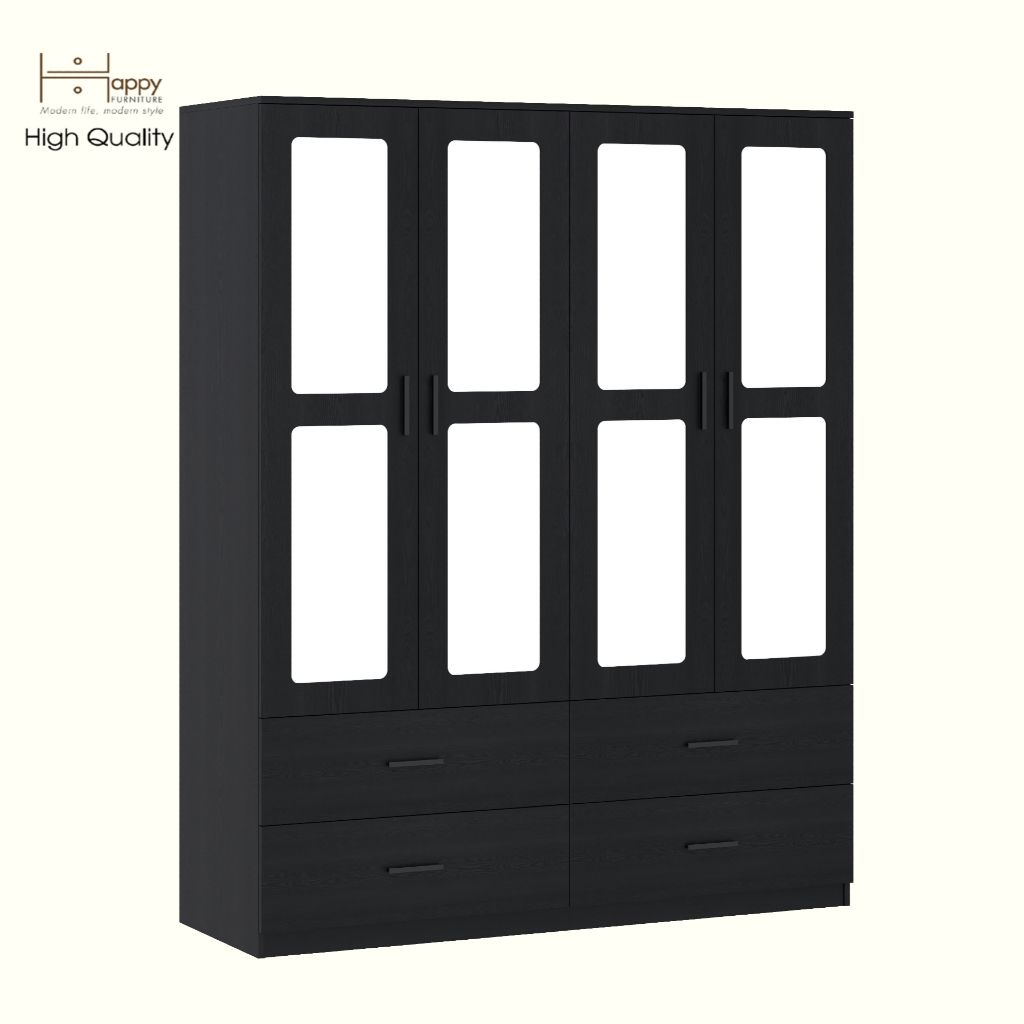 HAPPY FURNITURE , Tủ quần áo 4 ngăn kéo 4 cửa mở - TASY ,TCM_267 , 160cm x 54cm x 200cm DxRxC