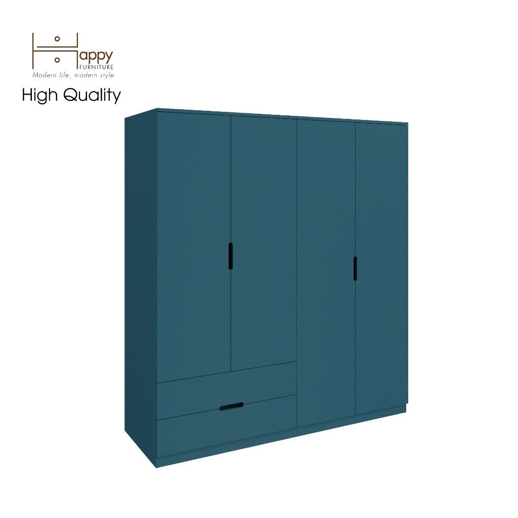 HAPPY FURNITURE , Tủ quần áo 4 cánh mở 2 ngăn kéo - MOLLY , TCM_109 , 160cm x 54cm x 176cm