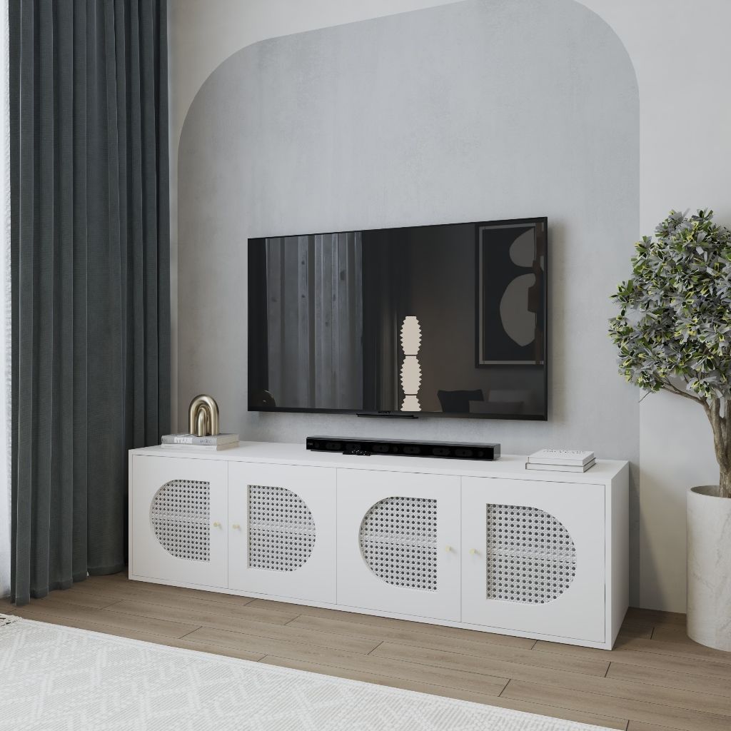 HAPPY FURNITURE , Kệ TV 4 cửa mở - MAY , KTV_093 , 180cm x 45cm x 50cm DxRxC
