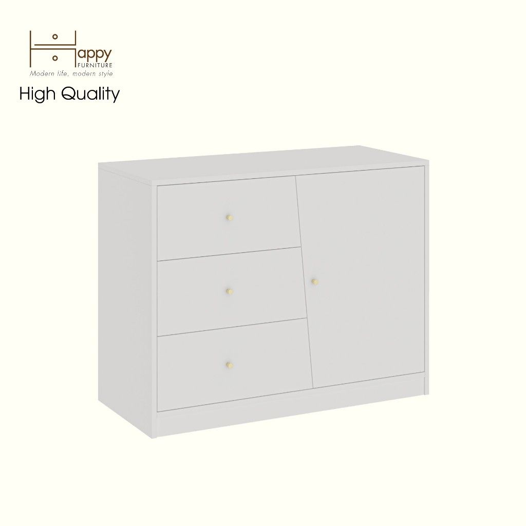 HAPPY FURNITURE , Tủ lưu trữ 3 ngăn kéo 1 cửa mở - DALEY ,TLT_075 , 100cm x 45cm x 78cm DxRxC