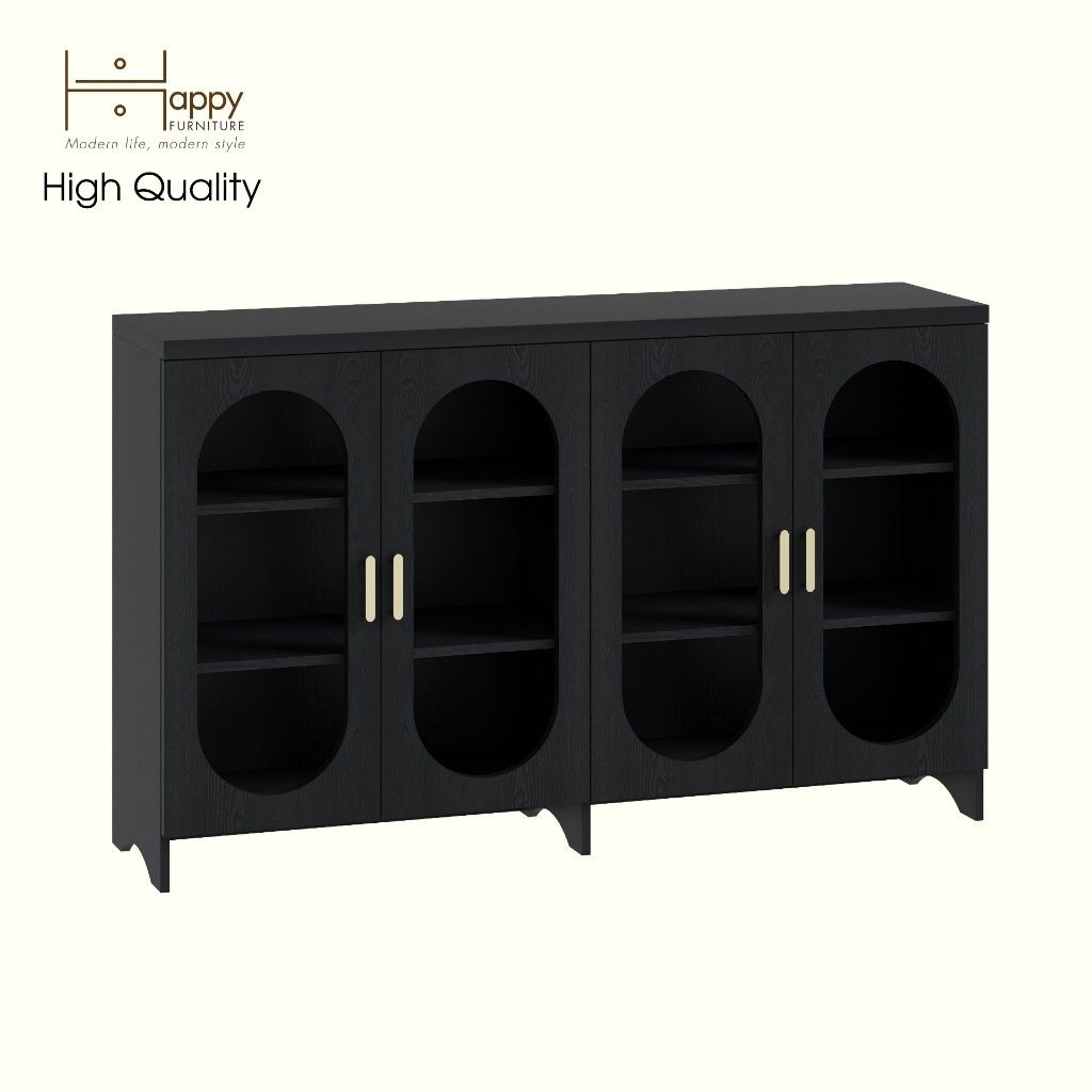 HAPPY FURNITURE , Tủ lưu trữ 4 cửa kính - CHEVY, TLT_048 , 160cm x 40cm x 98cm DxRxC