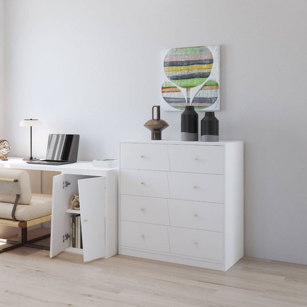 HAPPY FURNITURE , Tủ lưu trữ 8 ngăn kéo - DALEY ,THK_343 , 100cm x 45cm x 100cm DxRxC