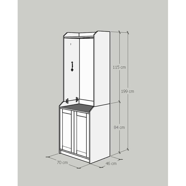 HAPPY FURNITURE , Tủ treo quần áo 2 cửa mở - CANA , TCM_003 , 70cm x 46cm x 199cm