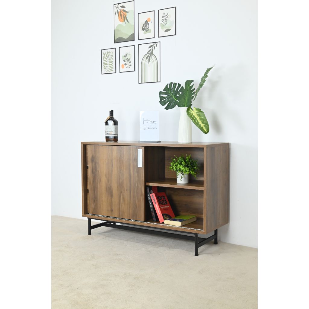 HAPPY FURNITURE , Tủ lưu trữ cánh lùa 3 ngăn kéo Chân sắt - LUCA , TCL_019, 100cm x 36cm x 70cm