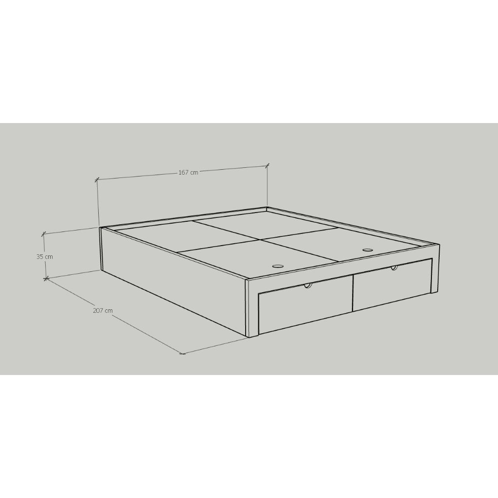 HAPPY FURNITURE , Giường ngủ 2 ngăn kéo - CIRCLE , GNG_085 GNG_086 GNG_087 GNG_088 , 207cm x 35cm