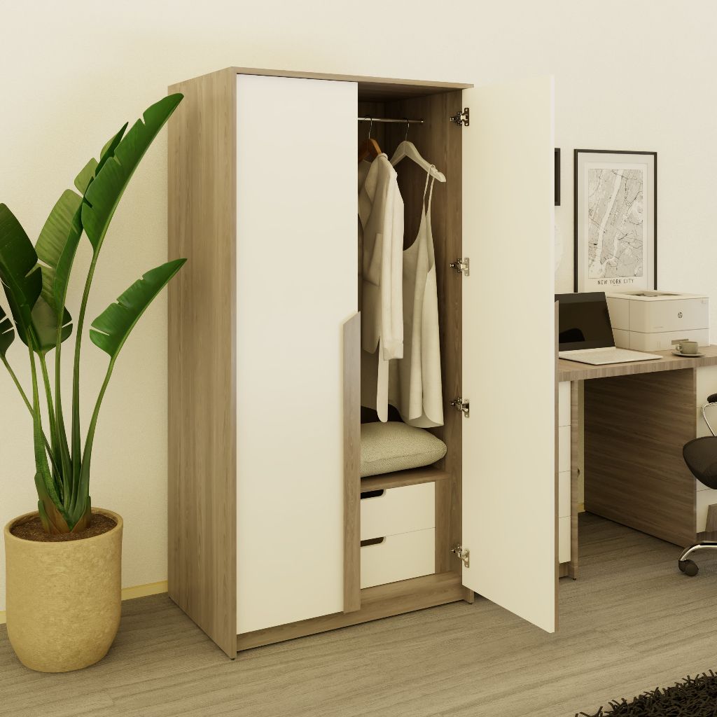 HAPPY FURNITURE , Tủ quần áo 2 cánh mở - PONIX , TCM_113 , 90cm x 54cm x 176cm