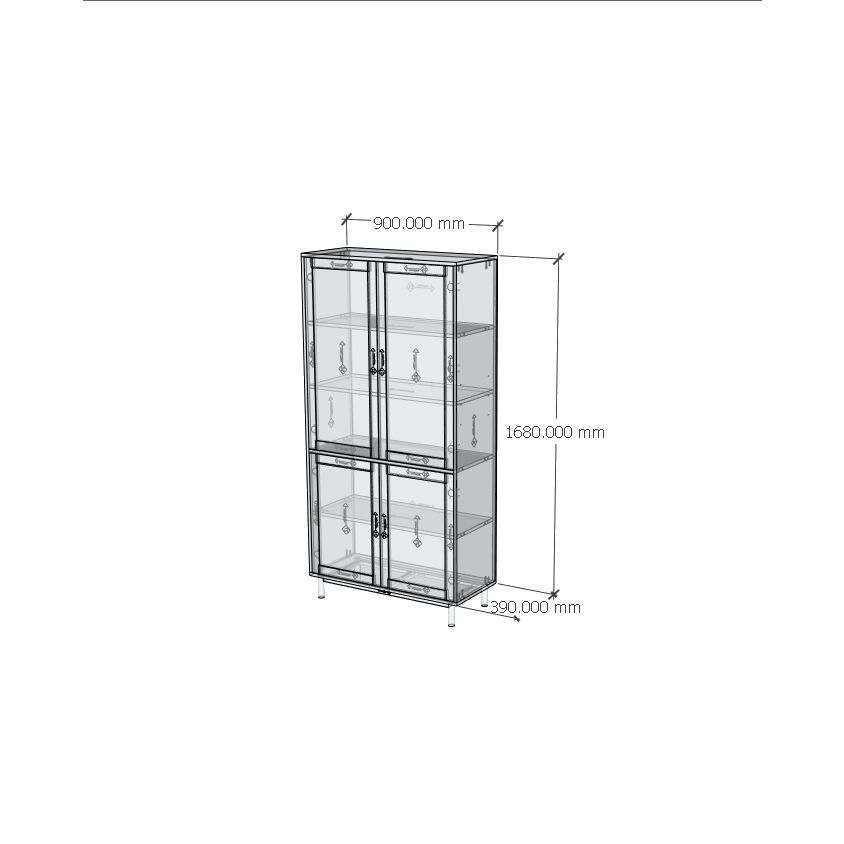 HAPPY FURNITURE , Kệ sách 5 tầng 4 cửa mở chân sắt - CATY , KSA_055 , 90cm x 39cm x 180cm