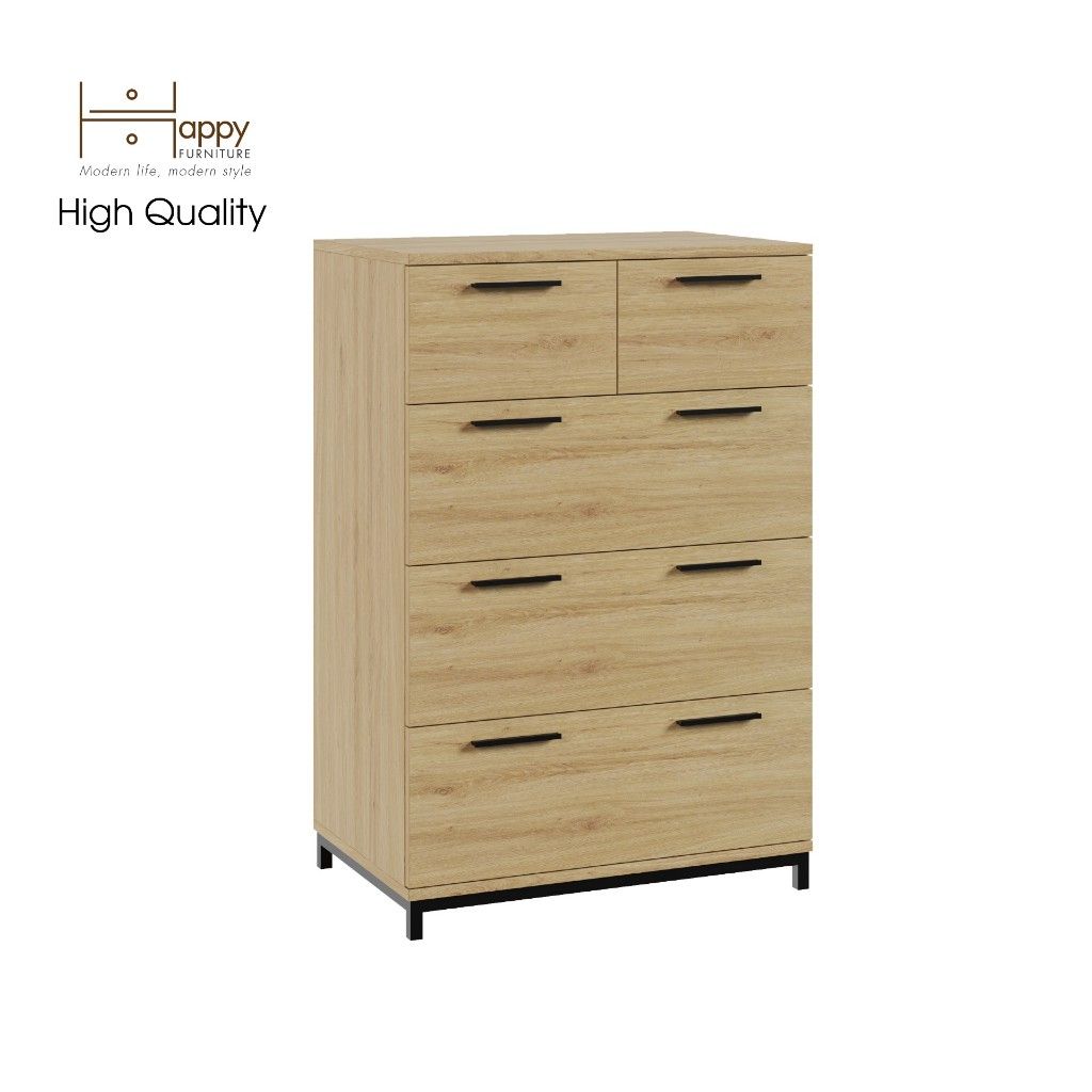 HAPPY FURNITURE , Tủ lưu trữ 5 ngăn kéo chân sắt - LOUIS , THK_062 , 68cm x 45cm x 102cm