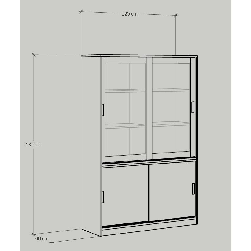 HAPPY FURNITURE , Tủ lưu trữ 4 cánh lùa - LUCA , TCL_010 , 120cm x 40cm x 180cm