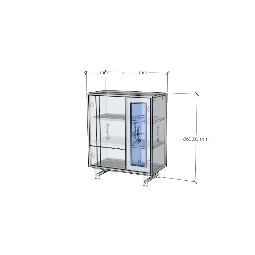 HAPPY FURNITURE , GỖ TỰ NHIÊN , Tủ lưu trữ cửa kính chân sắt - JOCASTA , TCM_178 , 70cm x 35cm x 86cm