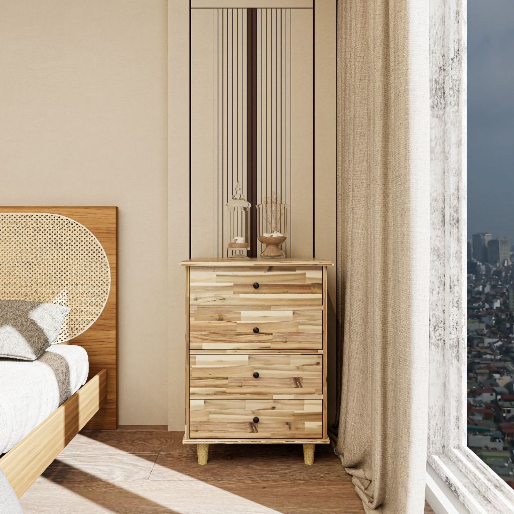 HAPPY FURNITURE , gỗ tự nhiên , Tủ lưu trữ 3 ngăn kéo - FARAH , THK_179 , 60cm x 45cm x 82cm